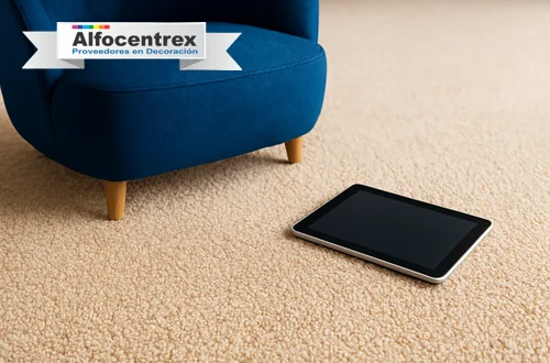 Alfombra elegante instalada en sala moderna, ideal para decorar espacios residenciales o ejecutivos en Medellín — Alfocentrex Colombia